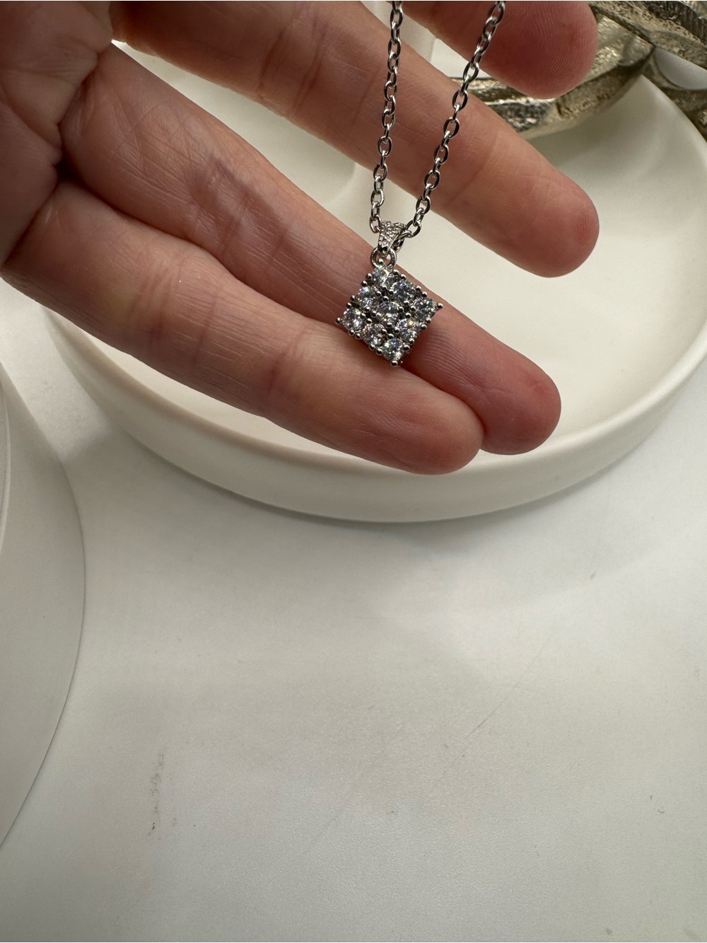 Stainless Steel and Cubic Zirconia Necklace NEW‎